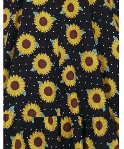 New In Collectif Maggie Sunflower 50's Swing Dress Black