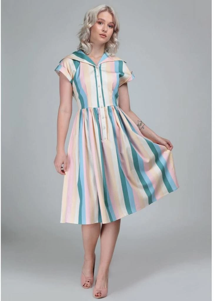 Collectif Judy Teacup Stripe 50's Swing Dress Multi