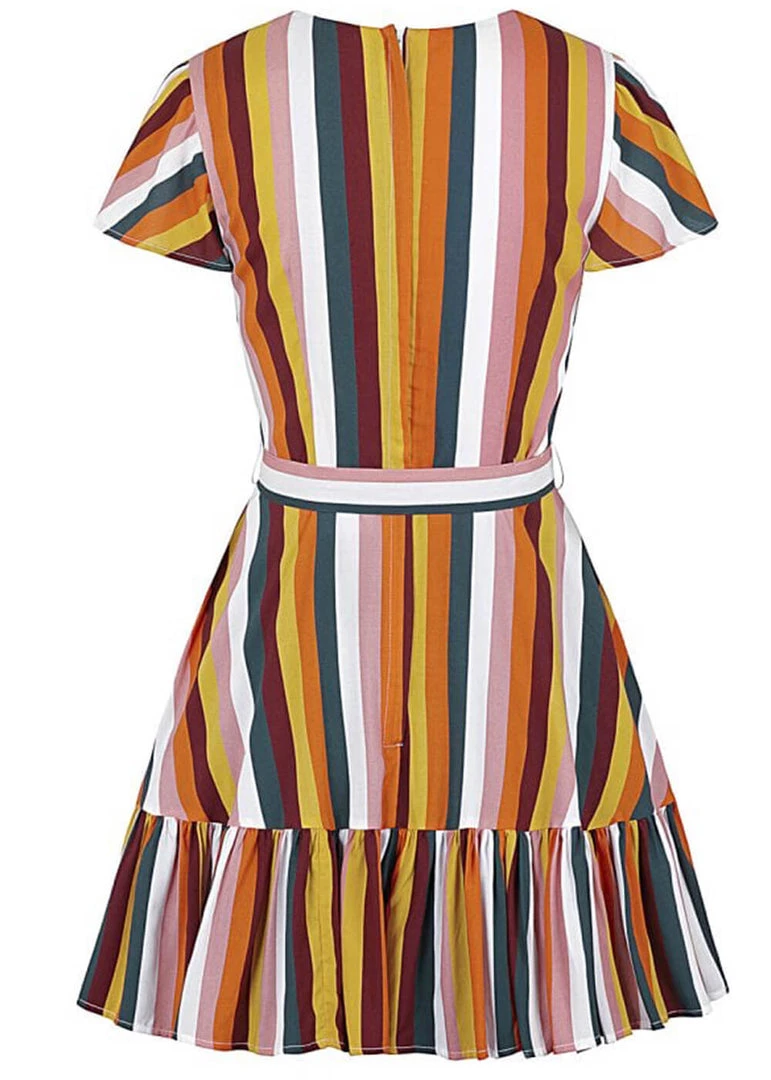 New In Collectif Molly Tropical Stripe 60's Dress Multi