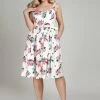 New In Collectif Jemima Floral 50's Swing Dress White