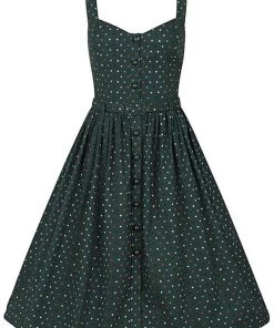 Collectif Jemima Polkadot 50's Swing Dress Green