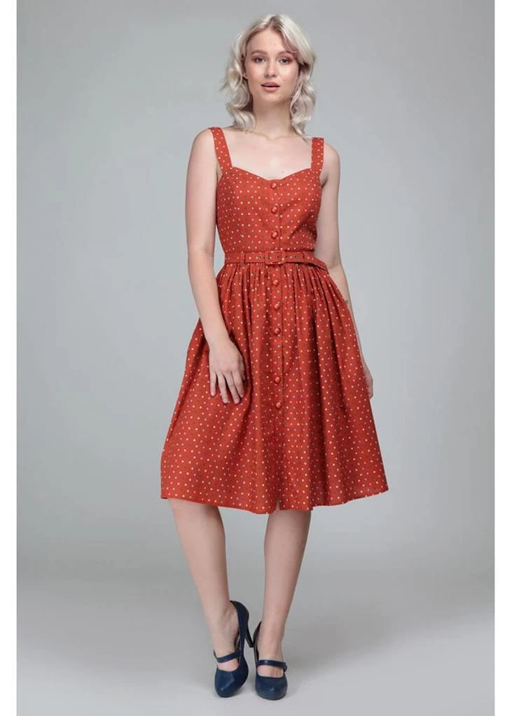 New In Collectif Jemima Polkadot 50's Swing Dress Orange
