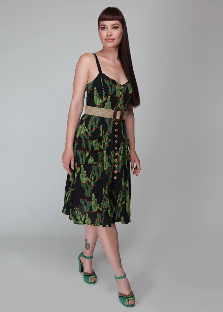 Collectif Kimberly Cactusland 50's Swing Dress Black