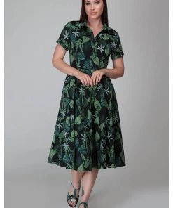 New In Collectif Mirtilla Black Forest 50's Swing Dress Black