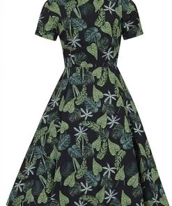 New In Collectif Mirtilla Black Forest 50's Swing Dress Black