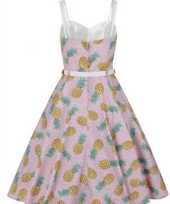 New In Collectif Nova Pineapple 50's Swing Dress Pink