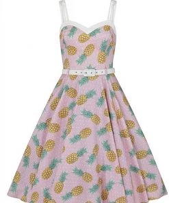 New In Collectif Nova Pineapple 50's Swing Dress Pink