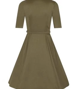 New In Collectif Doriane Strawberry 40's Swing Dress Green