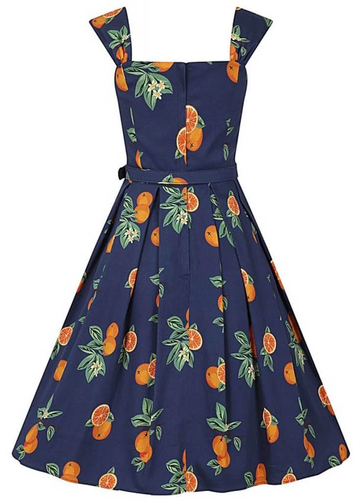 Collectif Jill Oranges 50's Swing Dress Navy New In