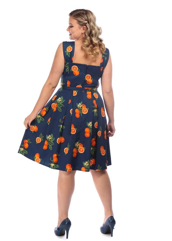 Collectif Jill Oranges 50's Swing Dress Navy New In