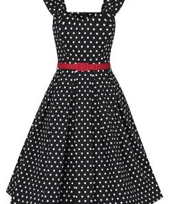 New In Collectif Jill Polkadot 50's Swing Dress Black