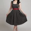 New In Collectif Jill Polkadot 50's Swing Dress Black