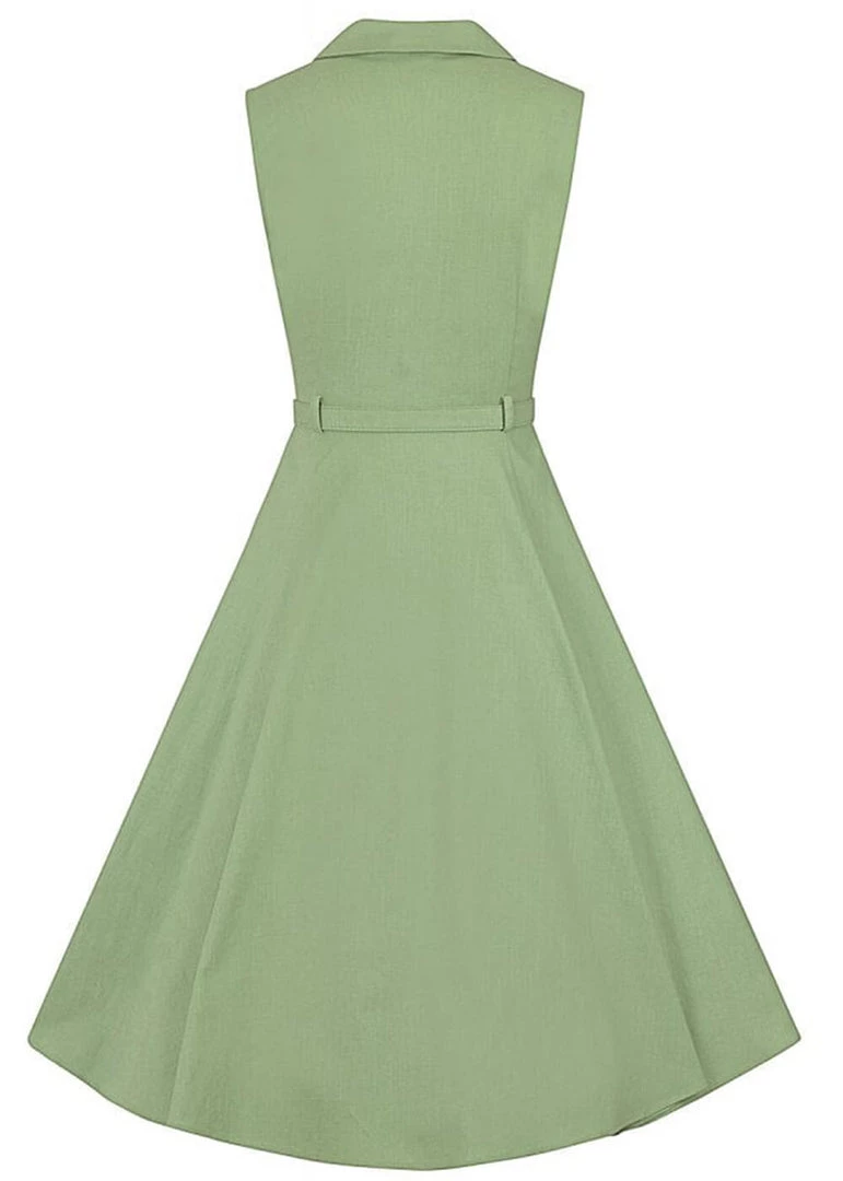 New In Collectif Caterina 50's Sleeveless Swing Dress Green
