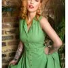 New In Collectif Caterina 50's Sleeveless Swing Dress Green