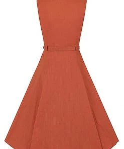 Collectif Caterina 50's Sleeveless Swing Dress Orange New In
