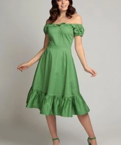 Collectif Lorena 50's Swing Dress Green