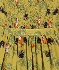 Collectif Loise Pantherology 70's Swing Dress Green