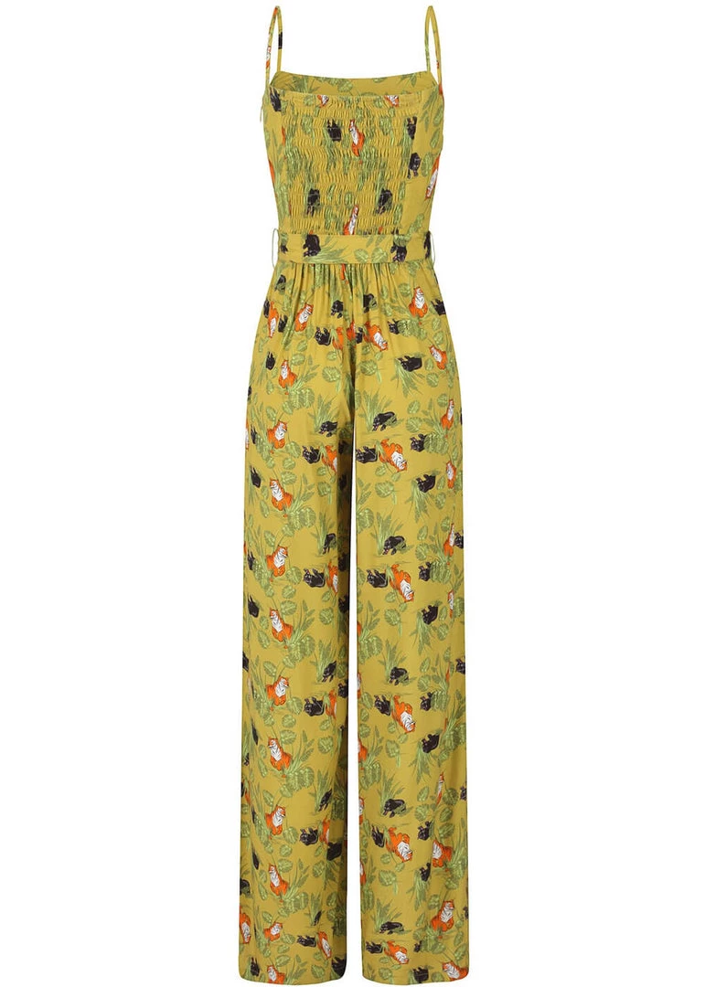 New In Collectif Edda Panterology 70's Jumpsuit Green