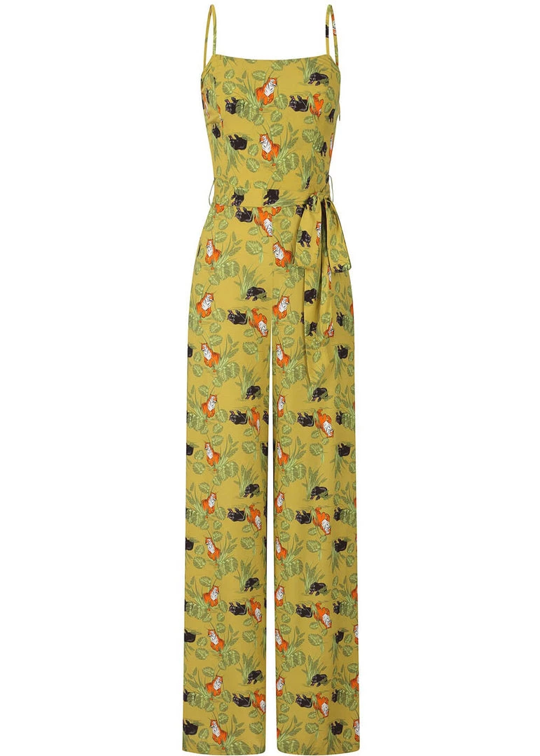 New In Collectif Edda Panterology 70's Jumpsuit Green