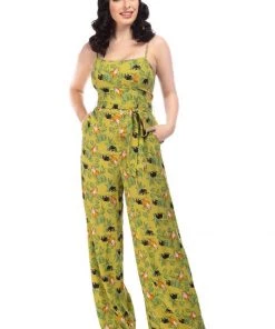 New In Collectif Edda Panterology 70's Jumpsuit Green