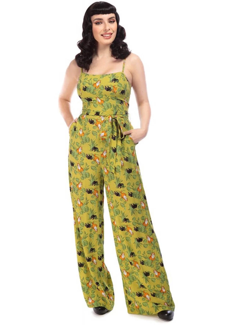 New In Collectif Edda Panterology 70's Jumpsuit Green