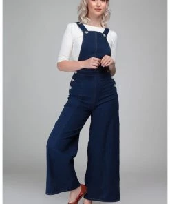 New In Collectif Thelma Denim 60's Dungarees Navy
