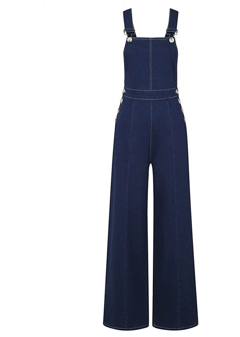 New In Collectif Thelma Denim 60's Dungarees Navy