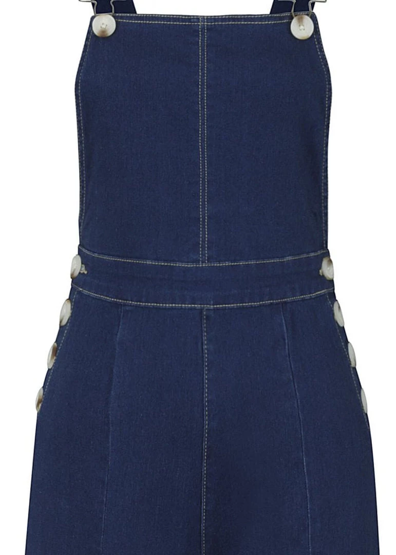 New In Collectif Thelma Denim 60's Dungarees Navy