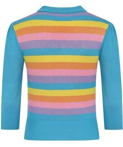 Collectif Rigel Rainbow Star 60's Truitje Top Multi Colour New In