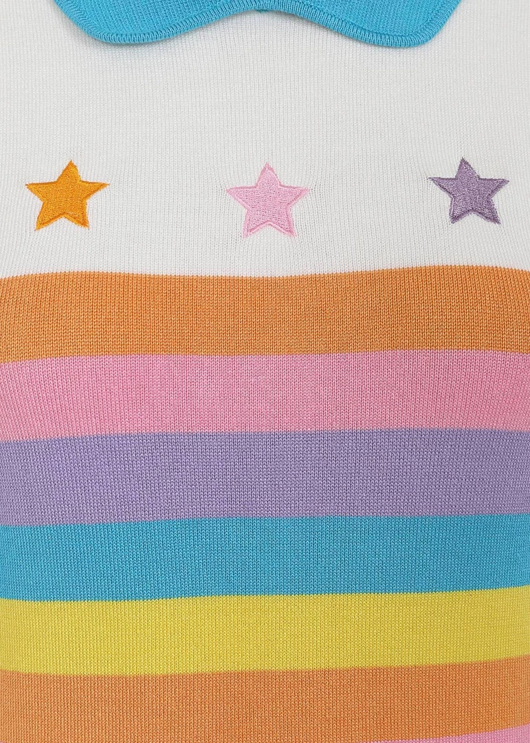 Collectif Rigel Rainbow Star 60's Truitje Top Multi Colour New In