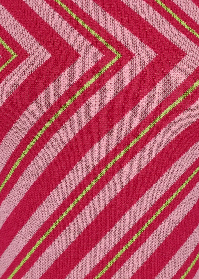 Collectif Christie V-Stripe 40's Top Raspberry Pink New In