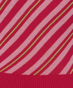 Collectif Christie V-Stripe 40's Top Raspberry Pink New In