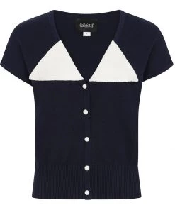 Collectif Marta 40's Cardigan Navy Blue New In