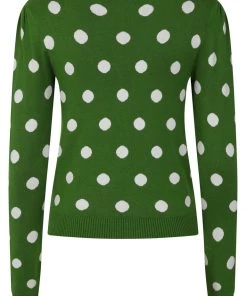 Collectif Violet Painted Polka50's Cardigan Green