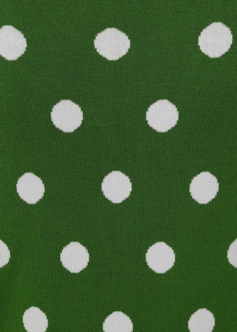 Collectif Violet Painted Polka50's Cardigan Green