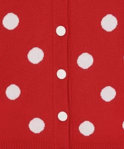 Collectif Violet Painted Polka 50's Cardigan Red New In
