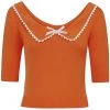 New In Collectif Babette Heart Trim 50's Jumper Orange Colour
