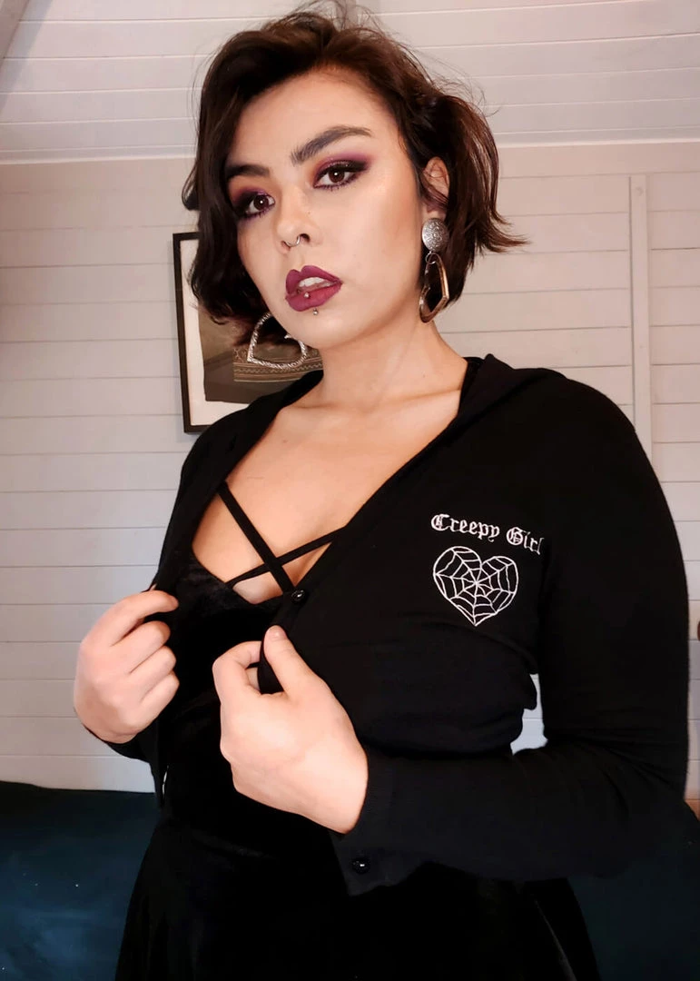 Collectif Padme Creepy Girl 80's Cardigan Black