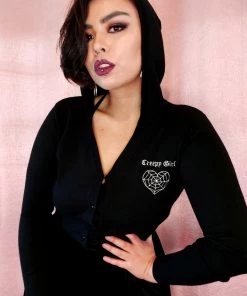 Collectif Padme Creepy Girl 80's Cardigan Black