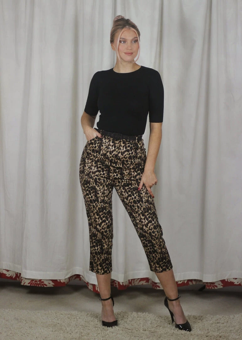 New In Collectif Betty Leopard 50's Capri Trousers Multi