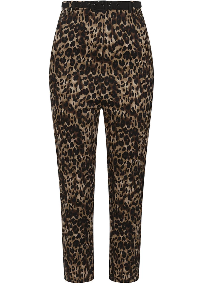New In Collectif Betty Leopard 50's Capri Trousers Multi
