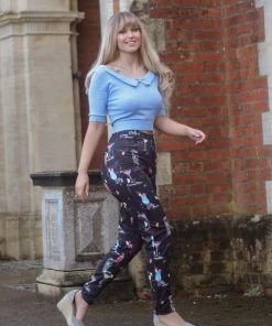 Collectif Maddie Cocktail Menu 50's Trousers Black New In