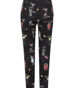 Collectif Maddie Cocktail Menu 50's Trousers Black New In