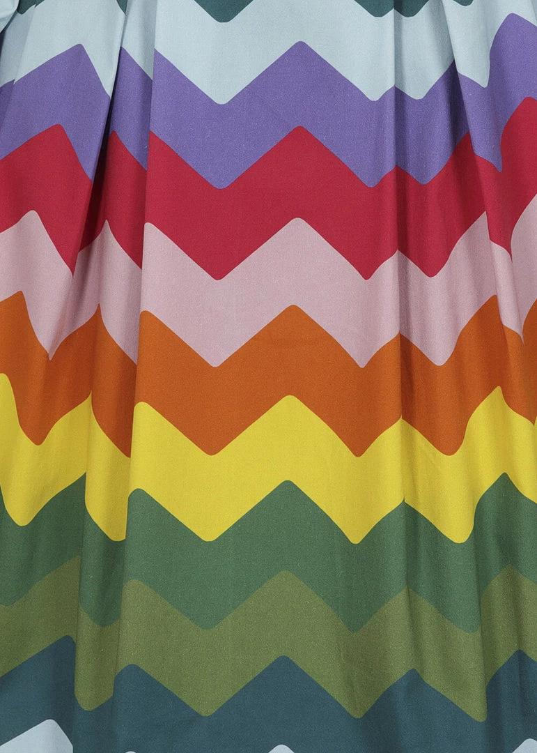 Collectif Marilu Rainbow Chevron 50's Swing Skirt Multi