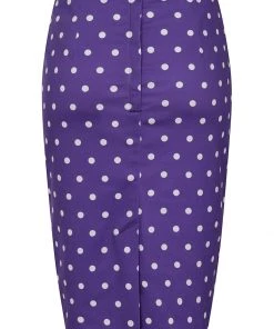 Collectif Polly Pretty Polka 50's Pencil Skirt Purple