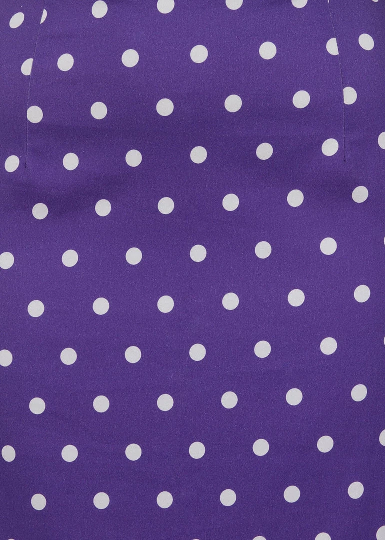 Collectif Polly Pretty Polka 50's Pencil Skirt Purple