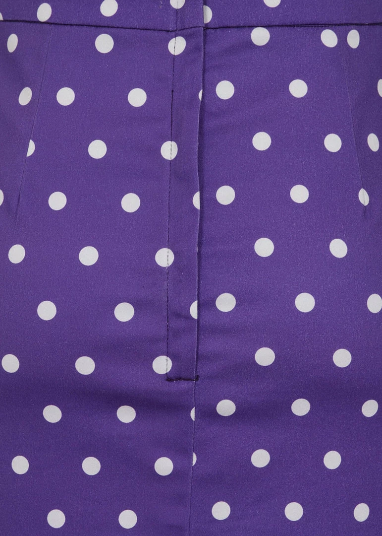 Collectif Polly Pretty Polka 50's Pencil Skirt Purple