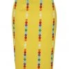 New In Collectif Polly Rainbow Polka Stripe 50's Pencil Skirt Yellow