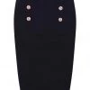 Collectif Nancy Nautical 40's Pencil Skirt Navy