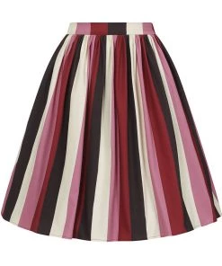 New In Collectif Jasmine Bubble Gum Stripe 50's Swing Skirt Multi